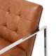 Glitzhome 31.50"H Brown PU Leather Button-tufted Accent Arm Chair with Chrome Plated Frame