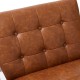 Glitzhome 31.50"H Brown PU Leather Button-tufted Accent Arm Chair with Chrome Plated Frame
