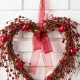 Glitzhome 17"H Valentine's Day Heart-shaped Lighted Berry Wreath