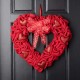 Glitzhome 19.25"L Fabric Valentine's Day Heart-shaped Wreath