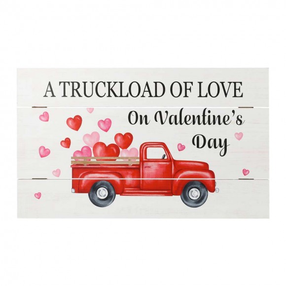 Glitzhome 24"L Valentine's Wooden Truck Wall Sign Decor