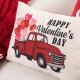 Glitzhome 18"L Faux Burlap Happy Valentine's Day Truck Pillow