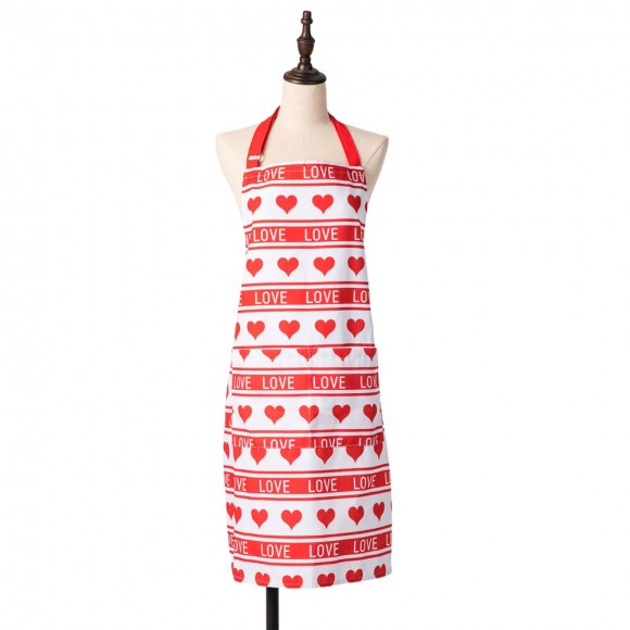 Glitzhome Valentine's Fabric Heart Apron with 2 Roomy Pockets