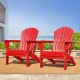 Elm PLUS Outdoor Patio Red HDPE Folding Adirondack Chair