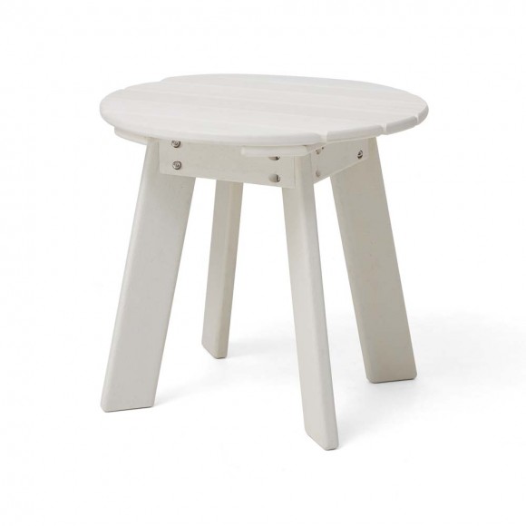 Elm PLUS 20"D Outdoor Patio White HDPE Round Side Table, End Table, Or Coffee Table