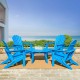 Elm PLUS 35.5"D Outdoor Patio Pacific Blue HDPE Round Coffee Table