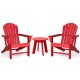 Elm PLUS 3-Piece Outdoor Patio Red HDPE Adirondack Chair and Side Table Set