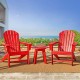 Elm PLUS 3-Piece Outdoor Patio Red HDPE Adirondack Chair and Side Table Set