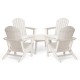 Elm PLUS 5-Piece Outdoor Patio White HDPE Adirondack Chair and 32"D Coffee Table Set