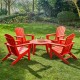 Elm PLUS 5-Piece Outdoor Patio Red HDPE Adirondack Chair and 32"D Coffee Table Set