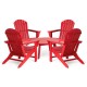 Elm PLUS 5-Piece Outdoor Patio Red HDPE Adirondack Chair and 32"D Coffee Table Set