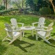 Elm PLUS 5-Piece Outdoor Patio White HDPE Adirondack Chair and 35.5"D Coffee Table Set