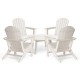Elm PLUS 5-Piece Outdoor Patio White HDPE Adirondack Chair and 35.5"D Coffee Table Set