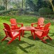 Elm PLUS 5-Piece Outdoor Patio Red HDPE Adirondack Chair and 35.5"D Coffee Table Set