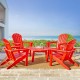 Elm PLUS 5-Piece Outdoor Patio Red HDPE Adirondack Chair and 35.5"D Coffee Table Set