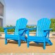 Elm PLUS Outdoor Patio Pacific Blue HDPE Folding Adirondack Chair, Set of 2