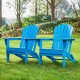 Elm PLUS Outdoor Patio Pacific Blue HDPE Folding Adirondack Chair, Set of 2