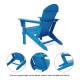 Elm PLUS Outdoor Patio Pacific Blue HDPE Folding Adirondack Chair, Set of 2