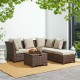 Glitzhome 6-Piece Outdoor Patio All-Weather Brown Wicker Sectional Sofa Set