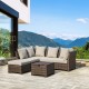 Glitzhome 6-Piece Outdoor Patio All-Weather Brown Wicker Sectional Sofa Set