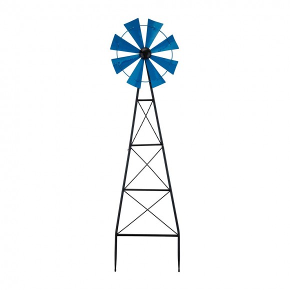 Glitzhome 44"H Metal Blue Wind Spinner Yardstake