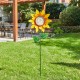 Glitzhome 48"H Metal Sunflower Yardstake with Thermometer Decor