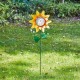 Glitzhome 48"H Metal Sunflower Yardstake with Thermometer Decor