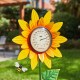 Glitzhome 48"H Metal Sunflower Yardstake with Thermometer Decor