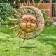 Glitzhome 36.25"H Metal Sun and Moon Yardstake or Wall Décor (Two Functions)
