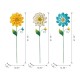 Glitzhome 51.75"H Set of 3 Oversized Metal Dimensional Flowers Yardstake or Wall Décor (Two Functions)