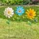 Glitzhome 51.75"H Set of 3 Oversized Metal Dimensional Flowers Yardstake or Wall Décor (Two Functions)