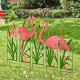 Glitzhome 37.75"H 5 Pieces Metal Flamingo Silhouette Yardstake