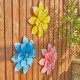 Glitzhome 15"D Set of 3 Outdoor Metal Dimensional Flowers Wall Décor