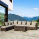 Glitzhome 10-Piece Outdoor Patio All-Weather Brown Wicker Sectional Sofa Set