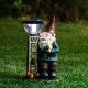 Glitzhome 16.25"H Polyresin Gnome Welcome Garden Statue with Solar Powered Lamp Post