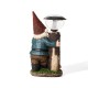 Glitzhome 16.25"H Polyresin Gnome Welcome Garden Statue with Solar Powered Lamp Post