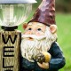 Glitzhome 16.25"H Polyresin Gnome Welcome Garden Statue with Solar Powered Lamp Post