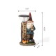 Glitzhome 16.25"H Polyresin Gnome Welcome Garden Statue with Solar Powered Lamp Post