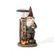 Glitzhome 16.25"H Polyresin Gnome Welcome Garden Statue with Solar Powered Lamp Post