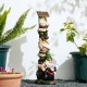 Glitzhome 25.5"H Polyresin Stacked Riding Gnome Garden Statue with Solar Powered Light