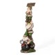 Glitzhome 25.5"H Polyresin Stacked Riding Gnome Garden Statue with Solar Powered Light