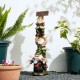 Glitzhome 25.5"H Polyresin Stacked Riding Gnome Garden Statue with Solar Powered Light