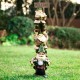 Glitzhome 25.5"H Polyresin Stacked Riding Gnome Garden Statue with Solar Powered Light