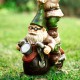 Glitzhome 25.5"H Polyresin Stacked Riding Gnome Garden Statue with Solar Powered Light