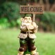 Glitzhome 25.5"H Polyresin Stacked Riding Gnome Garden Statue with Solar Powered Light