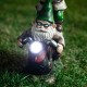 Glitzhome 25.5"H Polyresin Stacked Riding Gnome Garden Statue with Solar Powered Light