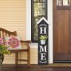 Glitzhome 42"H Wooden Washed Black "HOME" Porch Sign with Metal Planter