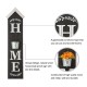 Glitzhome 42"H Wooden Washed Black "HOME" Porch Sign with Metal Planter