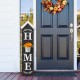 Glitzhome 42"H Wooden Washed Black "HOME" Porch Sign with Metal Planter