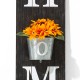 Glitzhome 42"H Wooden Washed Black "HOME" Porch Sign with Metal Planter
